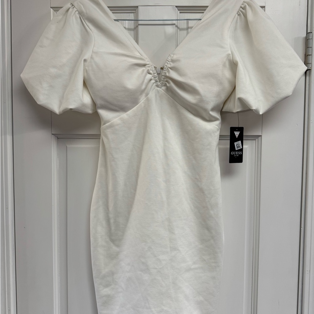 Guess White Puff Sleeve Mini Dress NWT